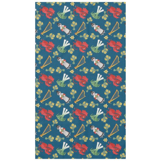 Welsh Costume and Emblemen, Blue Cotton Tablecloth Tafelkleed (Voorkant)