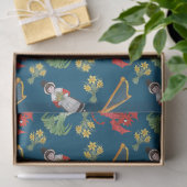 Welsh Costume en Emblemen op Blue Tissue Paper Tissuepapier (Geschenk)