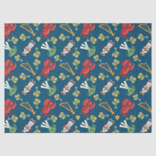 Welsh Costume en Emblemen op Blue Tissue Paper Tissuepapier