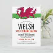 Welsh Cuisine | Uitnodiging voor feest met witte v (Staand voorkant)