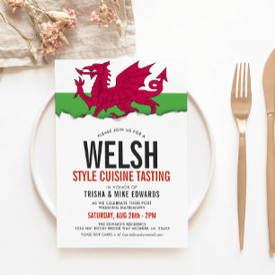 Welsh Cuisine   Uitnodiging voor feest met witte v