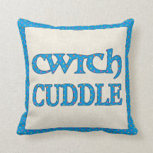 Welsh Cwtch Sierkussen, Cushion, Polkas op Blue