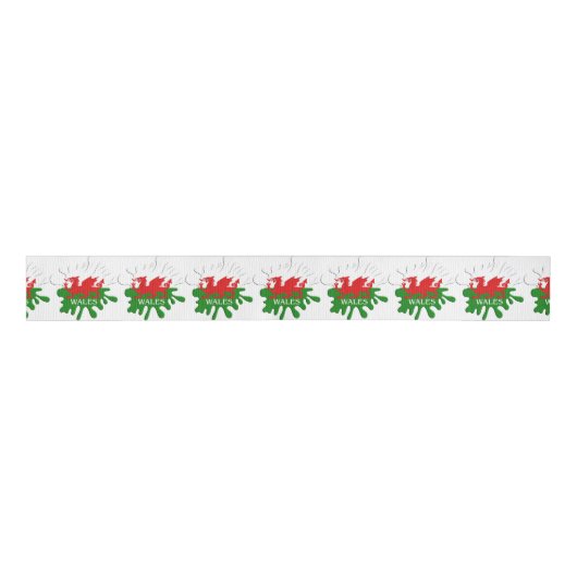 Welsh Cymru Flag Grosgrain Lint (Voorkant)