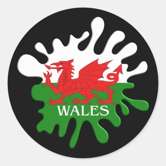 Welsh Cymru Flag Ronde Sticker (Voorkant)