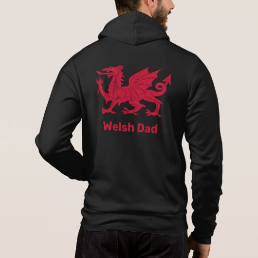 Welsh Dad, Red Dragon & Wales, flag/Cymru Hoodie (Achterkant)