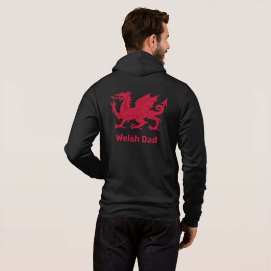 Welsh Dad, Red Dragon & Wales, flag/Cymru Hoodie (Achterkant volledig)