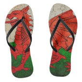 Welsh draak op een gekraakte muur teenslippers (Voetbed)