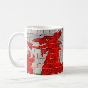 Welsh draak op een muur koffiemok