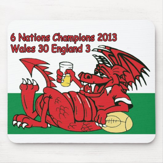 Welsh Dragon, 6 Nations Champions, Wales/England Muismat (Voorkant)