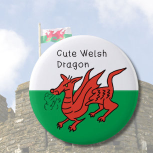 Welsh dragon badge voor schattige mensen uit Wales Ronde Button 5,7 Cm