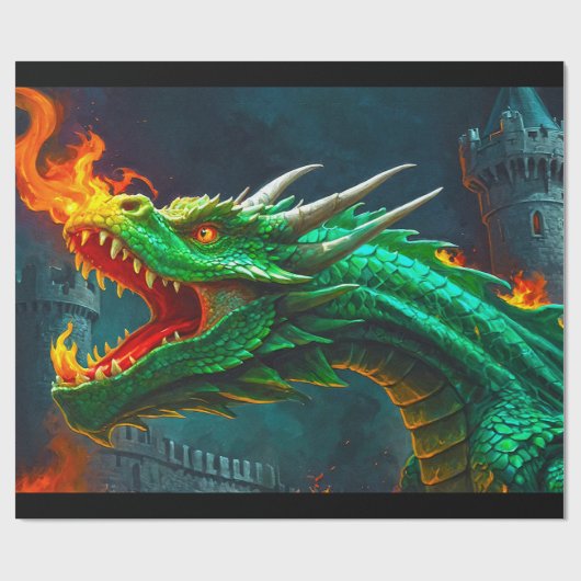 Welsh Dragon biedt verwarming voor Engels kasteel Cadeaupapier (Vlak)