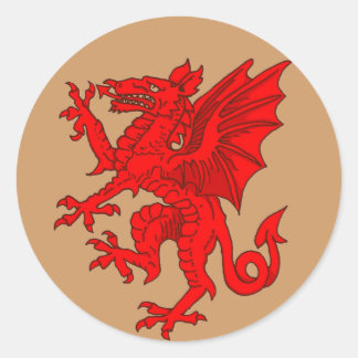Welsh dragon brown - Gepersonaliseerd Ronde Sticker