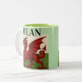 Welsh dragon coffee mug  tweekleurige koffiemok (Voorkant links)