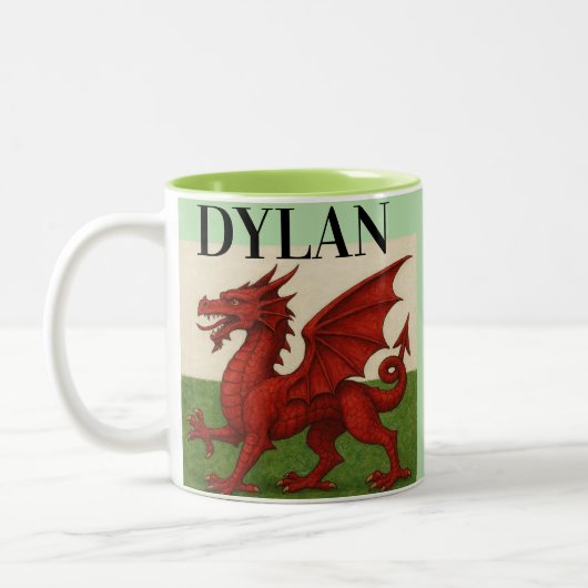 Welsh dragon coffee mug  tweekleurige koffiemok (Links)