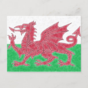 Welsh Dragon Color Pencil Sketch Effect Wales Flag Briefkaart