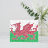 Welsh Dragon Color Pencil Sketch Effect Wales Flag Briefkaart (Staand voorkant)