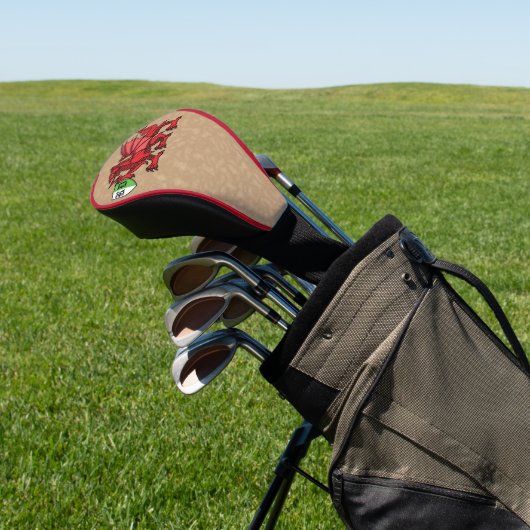 Welsh Dragon Custom Monogram Golf Head Hoesje Golfheadcover (Insitu)