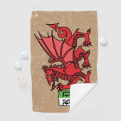 Welsh Dragon Custom Monogram Golfhanddoek (Insitu)