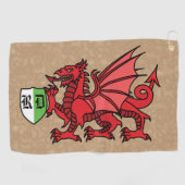Welsh Dragon Custom Monogram Golfhanddoek (Horizontaal)