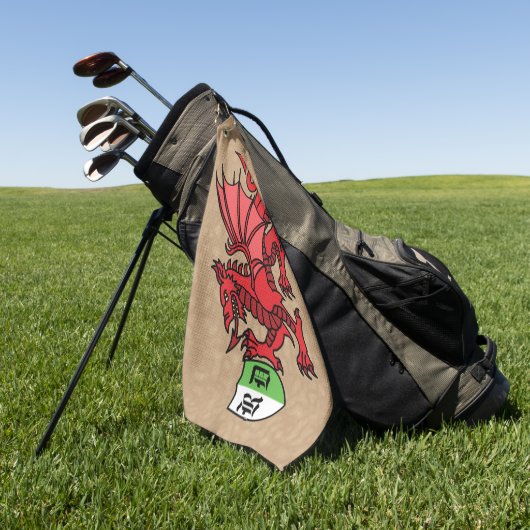Welsh Dragon Custom Monogram Golfhanddoek (Groen)