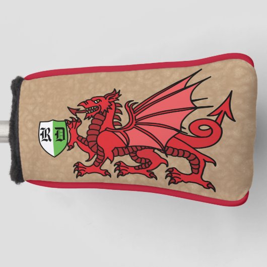 Welsh Dragon Custom Monogram Golfheadcover (Voorkant)