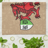 Welsh Dragon Custom Monogram Theedoek (Gevouwen)