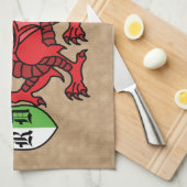 Welsh Dragon Custom Monogram Theedoek (Quarter Fold)