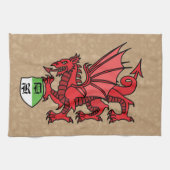 Welsh Dragon Custom Monogram Theedoek (Horizontaal)