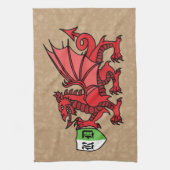 Welsh Dragon Custom Monogram Theedoek (Verticaal)
