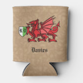 Welsh Dragon Custom Name and Monogram Blikjeskoeler (Voorkant)