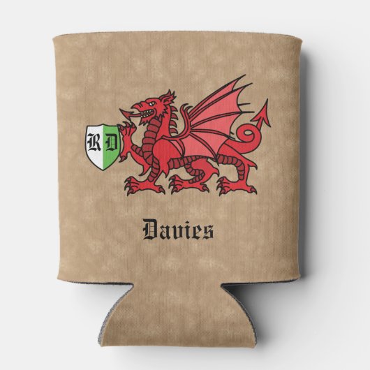 Welsh Dragon Custom Name and Monogram Blikjeskoeler (Achterkant)