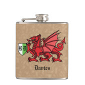 Welsh Dragon Custom Name and Monogram Heupfles (Voorkant)