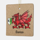 Welsh Dragon Custom Name and Monogram Keramisch Ornament (Links)