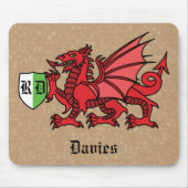 Welsh Dragon Custom Name and Monogram Muismat (Voorkant)