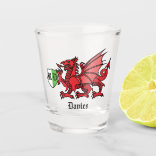 Welsh Dragon Custom Name and Monogram Shot Glas