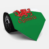 Welsh Dragon Cymru Stropdas Green Red White Wales (Opgerold)