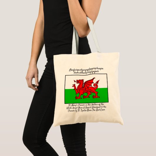 Welsh Dragon Flag Llanfairpwllgwyngyll Tote Bag (Voorkant (product))