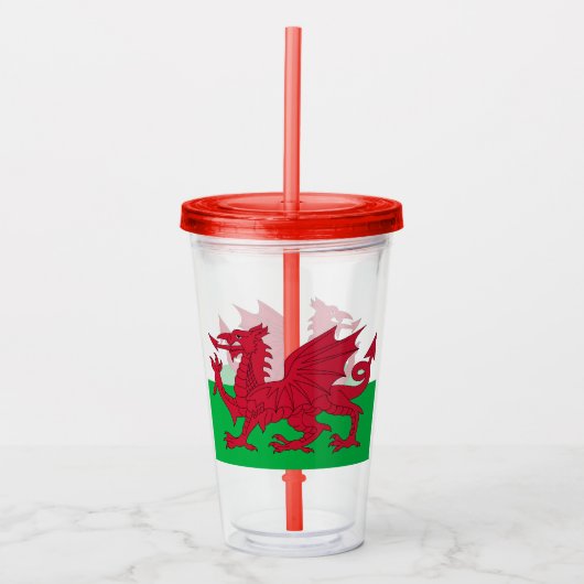 Welsh Dragon ~ Flag of Wales Acryl Drinkbeker (Voorkant)