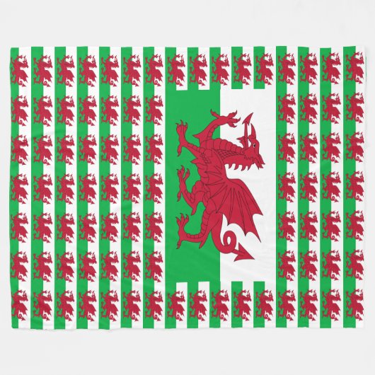 Welsh Dragon ~ Flag of Wales Fleece Deken (Voorkant (Horizontaal))