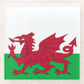 Welsh Dragon ~ Flag of Wales Glazen Onderzetter (Voorkant)