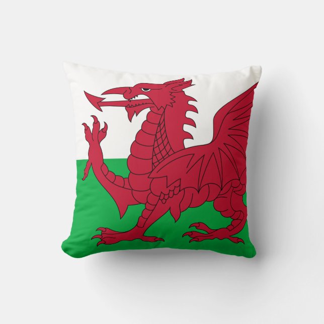 Welsh Dragon ~ Flag of Wales Kussen (Voorkant)