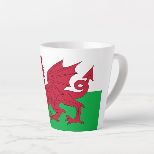 Welsh Dragon ~ Flag of Wales Latte Mok (Rechterhoek)
