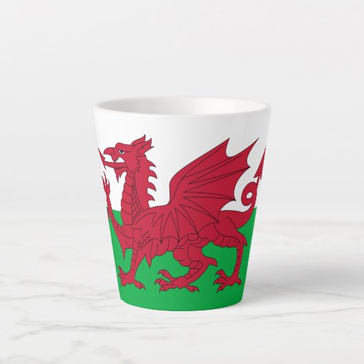 Welsh Dragon ~ Flag of Wales Latte Mok (Voorkant)