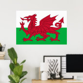 Welsh Dragon ~ Flag of Wales Poster (Thuiskantoor)
