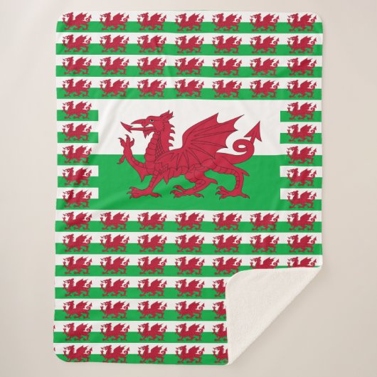 Welsh Dragon ~ Flag of Wales Sherpa Deken (Voorkant)