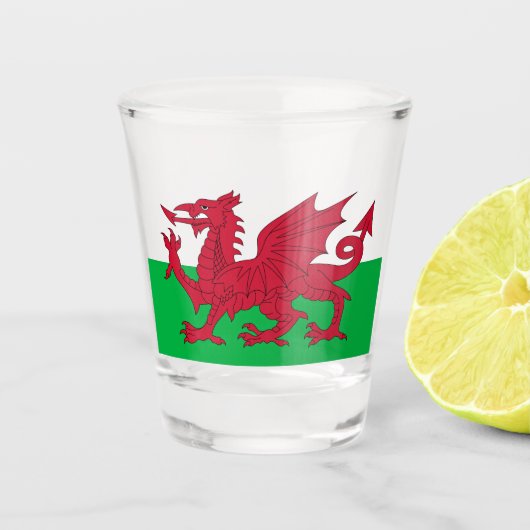 Welsh Dragon ~ Flag of Wales Shot Glas (Voorkant)