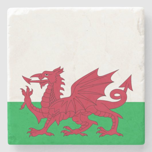 Welsh Dragon ~ Flag of Wales Stenen Onderzetter (Voorkant)