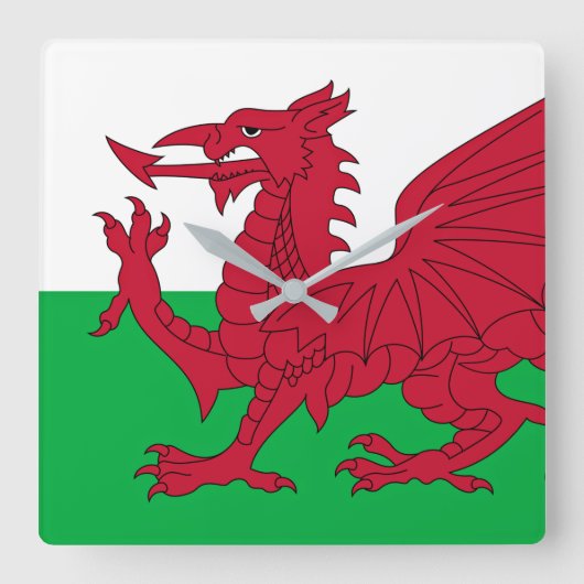 Welsh Dragon ~ Flag of Wales Vierkante Klok (Voorkant)