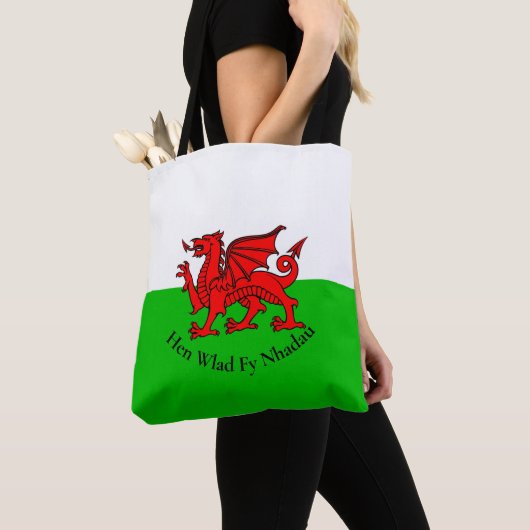Welsh Dragon Flag voor St David's Day Tote Bag (Dichtbij)