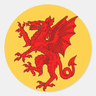 Welsh dragon geel - Gepersonaliseerd Ronde Sticker
